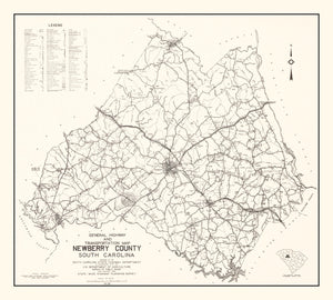 Vintage Map of Newberry County, South Carolina 1938