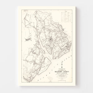 Vintage Map of Beaufort County, South Carolina 1938
