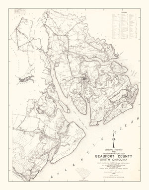 Vintage Map of Beaufort County, South Carolina 1938
