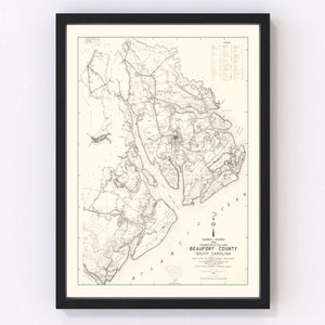 Vintage Map of Beaufort County, South Carolina 1938