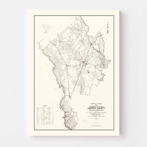 Vintage Map of Jasper County, South Carolina 1938