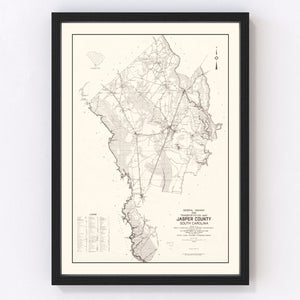 Vintage Map of Jasper County, South Carolina 1938