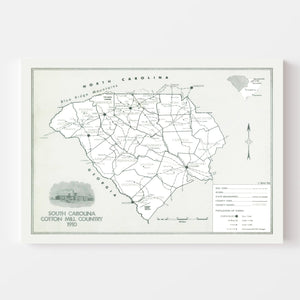 Vintage Map of South Carolina 1910