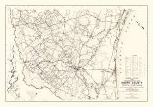 Vintage Map of Horry County, South Carolina 1939