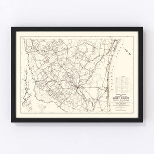 Vintage Map of Horry County, South Carolina 1939