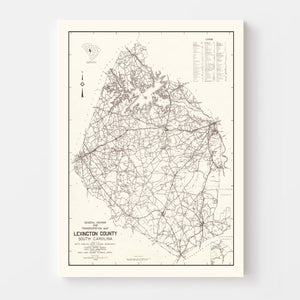 Vintage Map of Lexington County, South Carolina 1939