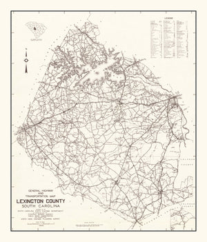 Vintage Map of Lexington County, South Carolina 1939