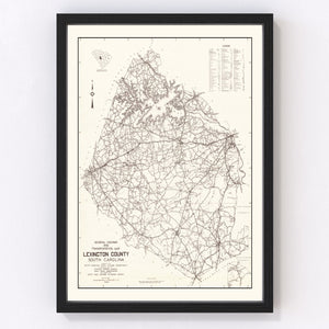 Vintage Map of Lexington County, South Carolina 1939