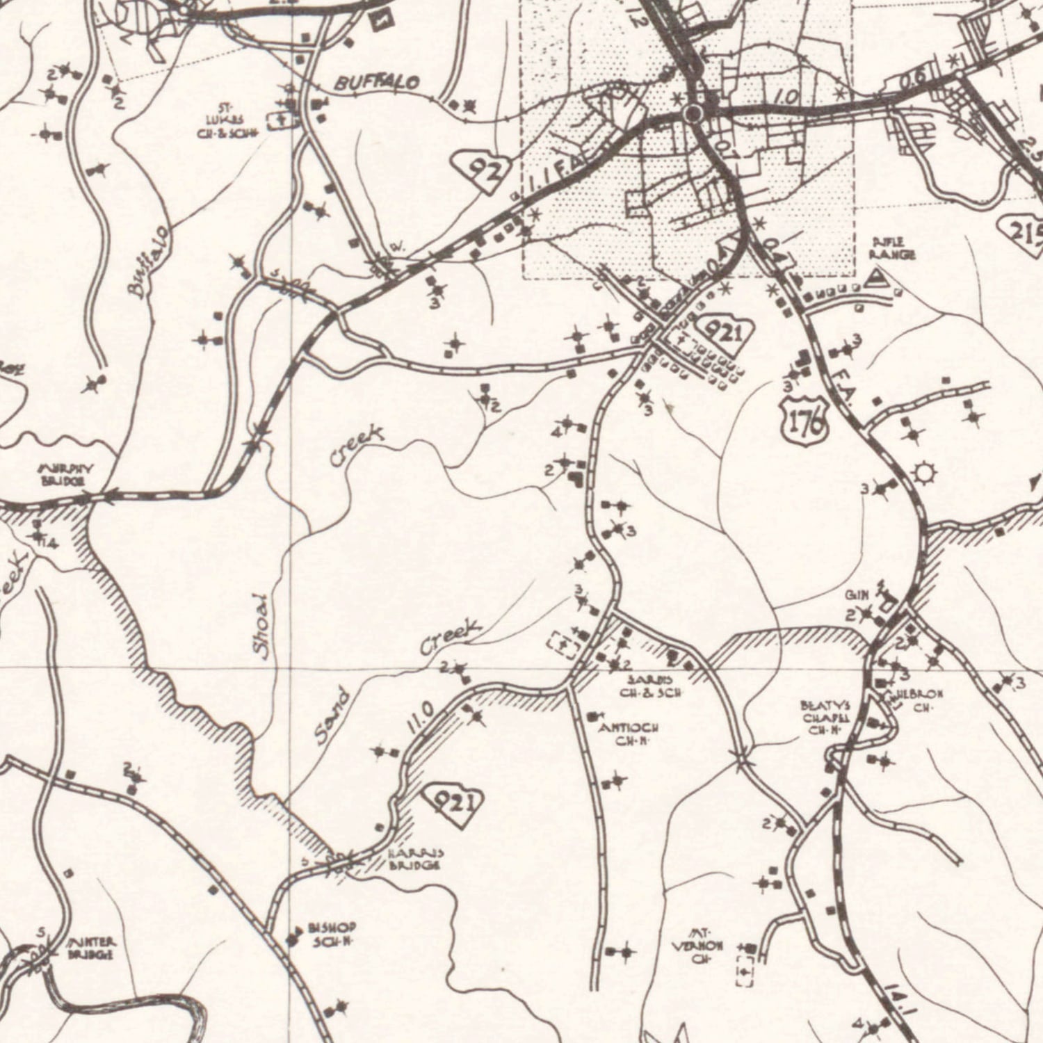 Vintage Map of Union County, South Carolina 1939