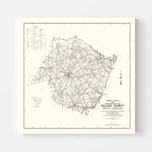 Vintage Map of Saluda County, South Carolina 1939