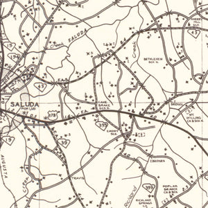Vintage Map of Saluda County, South Carolina 1939