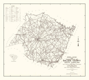 Vintage Map of Saluda County, South Carolina 1939