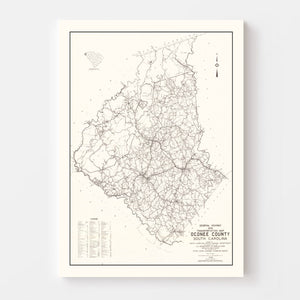 Vintage Map of Oconee County, South Carolina 1939