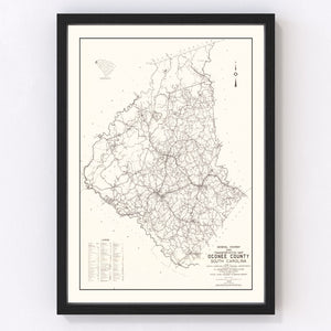 Vintage Map of Oconee County, South Carolina 1939