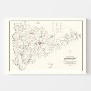 Vintage Map of Sumter County, South Carolina 1939