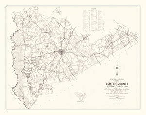 Vintage Map of Sumter County, South Carolina 1939