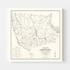 Vintage Map of Fairfield County, South Carolina 1939