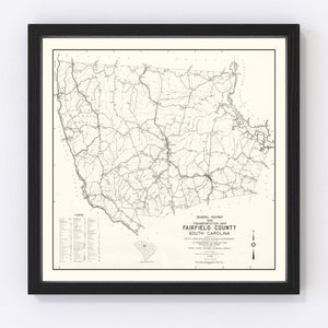 Vintage Map of Fairfield County, South Carolina 1939