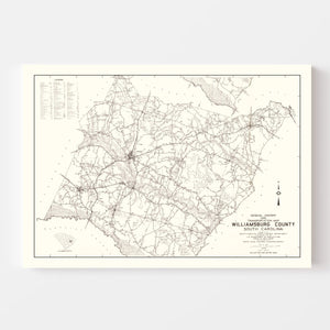 Vintage Map of Williamsburg County, South Carolina 1939