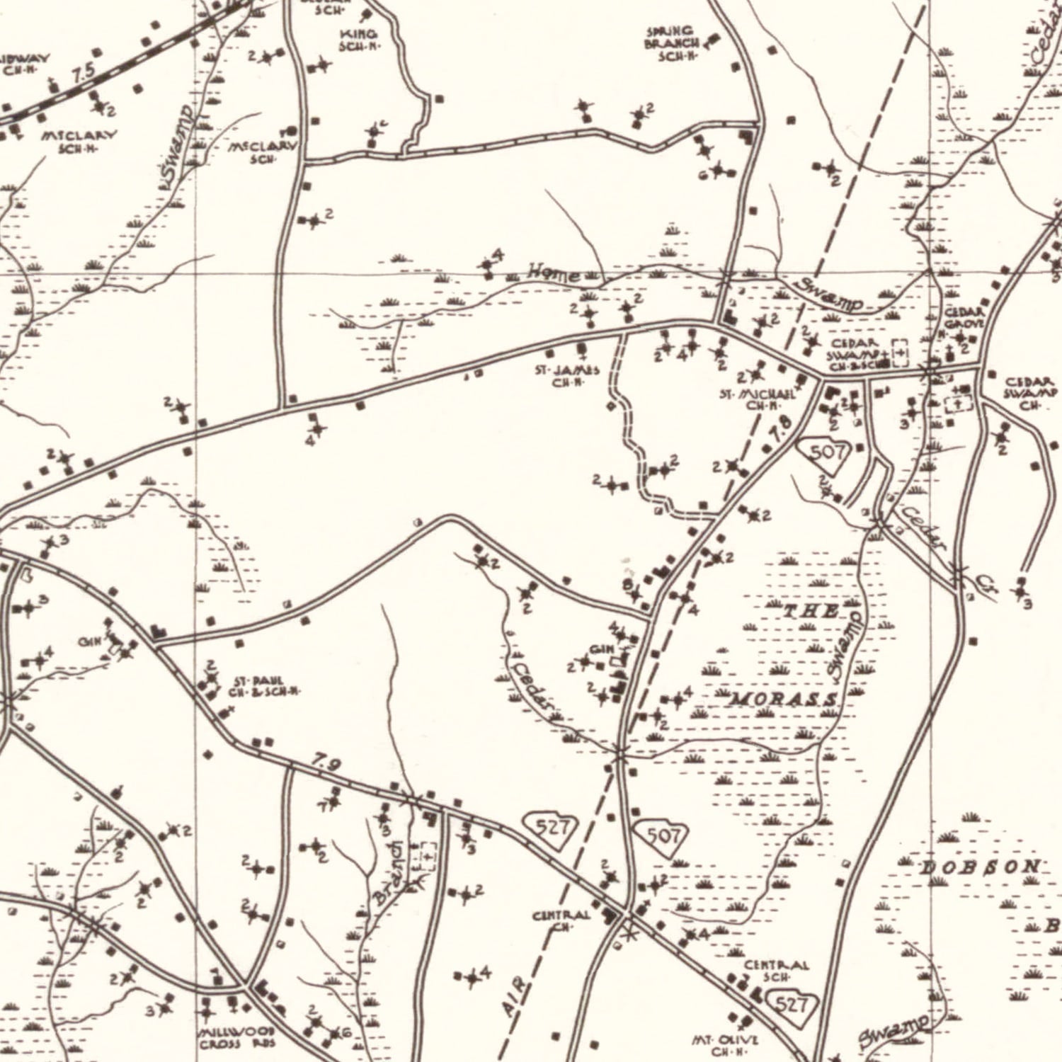 Vintage Map of Williamsburg County, South Carolina 1939