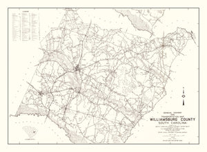 Vintage Map of Williamsburg County, South Carolina 1939