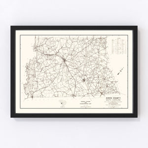 Vintage Map of Aiken County, South Carolina 1939