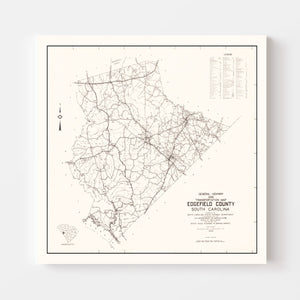 Vintage Map of Edgefield County, South Carolina 1939