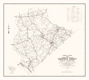 Vintage Map of Edgefield County, South Carolina 1939