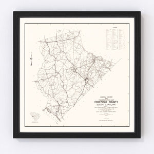 Vintage Map of Edgefield County, South Carolina 1939