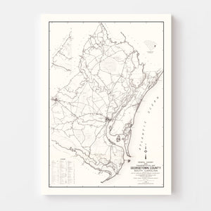 Vintage Map of Georgetown County, South Carolina 1939