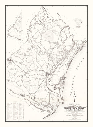 Vintage Map of Georgetown County, South Carolina 1939