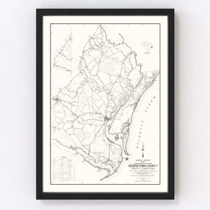 Vintage Map of Georgetown County, South Carolina 1939