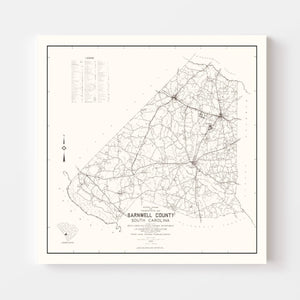 Vintage Map of Barnwell County, South Carolina 1939