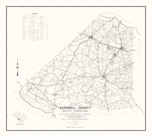 Vintage Map of Barnwell County, South Carolina 1939