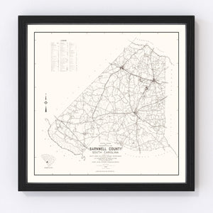 Vintage Map of Barnwell County, South Carolina 1939