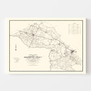Vintage Map of Dorchester County, South Carolina 1939
