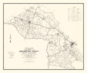 Vintage Map of Dorchester County, South Carolina 1939