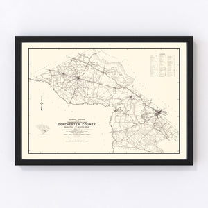 Vintage Map of Dorchester County, South Carolina 1939