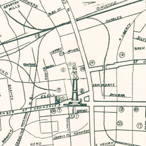 Vintage Map of Spartanburg, South Carolina 1939