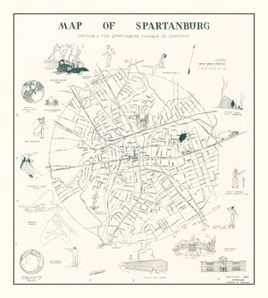 Vintage Map of Spartanburg, South Carolina 1939