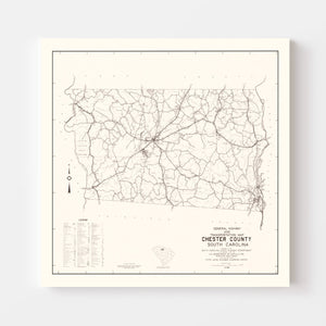 Vintage Map of Chester County, South Carolina 1938