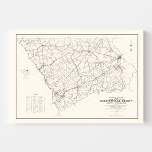 Vintage Map of Chesterfield County, South Carolina 1938