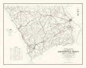 Vintage Map of Chesterfield County, South Carolina 1938