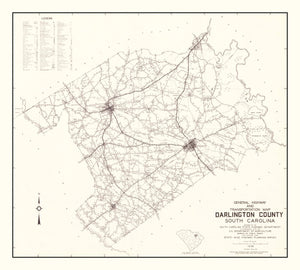 Vintage Map of Darlington County, South Carolina 1938