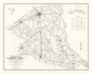 Vintage Map of Florence County, South Carolina 1938