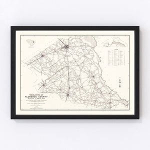 Vintage Map of Florence County, South Carolina 1938