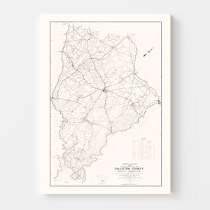 Vintage Map of Colleton County, South Carolina 1938