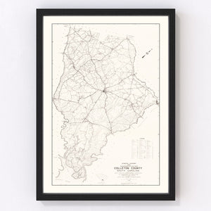 Vintage Map of Colleton County, South Carolina 1938