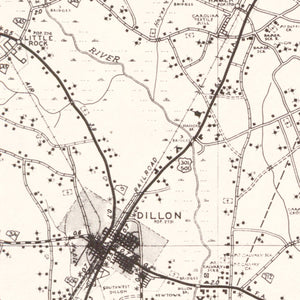 Vintage Map of Dillon County, South Carolina 1938