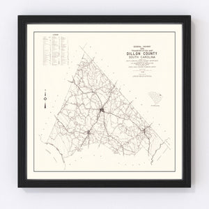 Vintage Map of Dillon County, South Carolina 1938